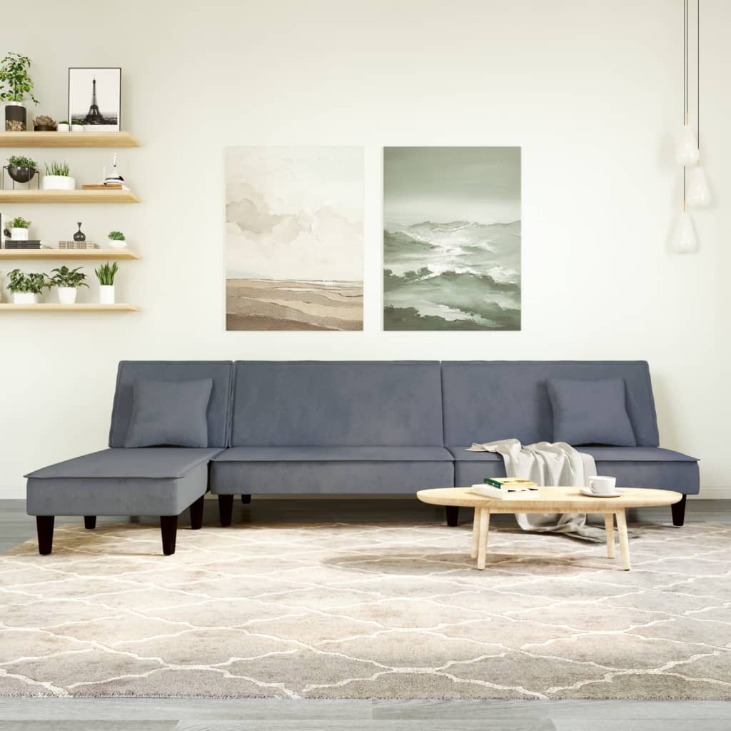 Canapea Extensibilă În Formă De L 255X140X70 Cm Catifea