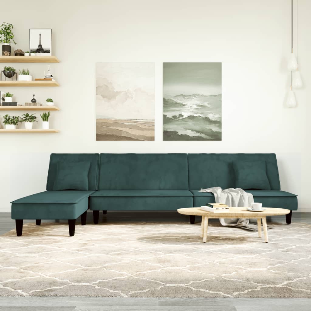 Canapea Extensibilă În Formă De L 255X140X70 Cm Catifea