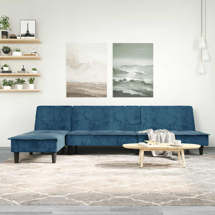Canapea Extensibilă În Formă De L Gri 255X140X70 Cm Catifea