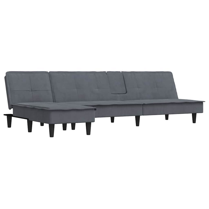 Canapea Extensibilă În Formă De L Gri 255X140X70 Cm Catifea