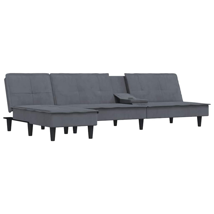 Canapea Extensibilă În Formă De L Gri 255X140X70 Cm Catifea