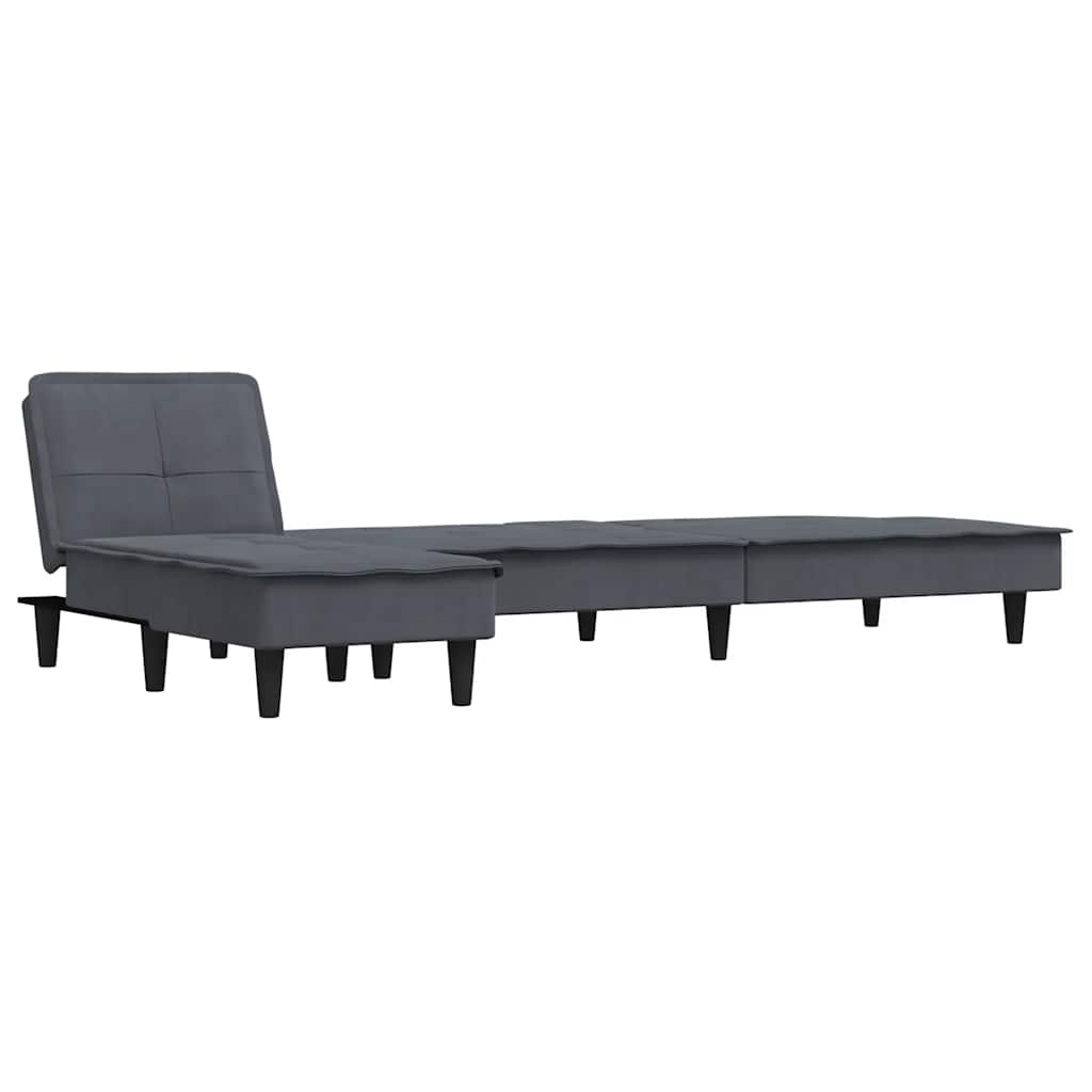 Canapea Extensibilă În Formă De L Gri 255X140X70 Cm Catifea