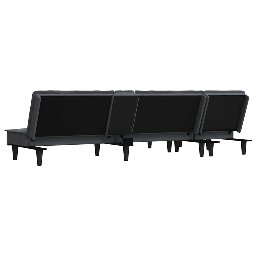Canapea Extensibilă În Formă De L Gri 255X140X70 Cm Catifea