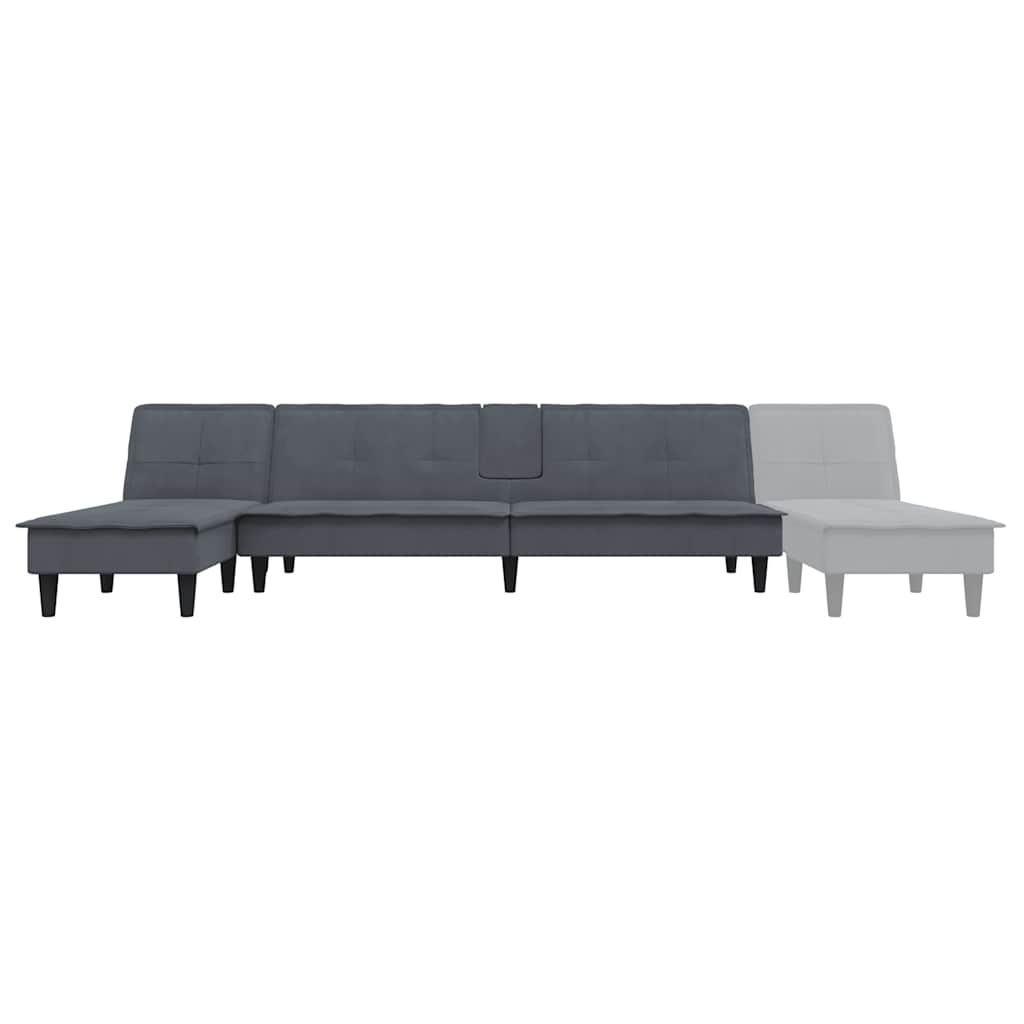 Canapea Extensibilă În Formă De L Gri 255X140X70 Cm Catifea