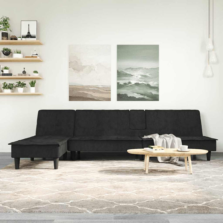 Canapea Extensibilă În Formă De L Gri 255X140X70 Cm Catifea