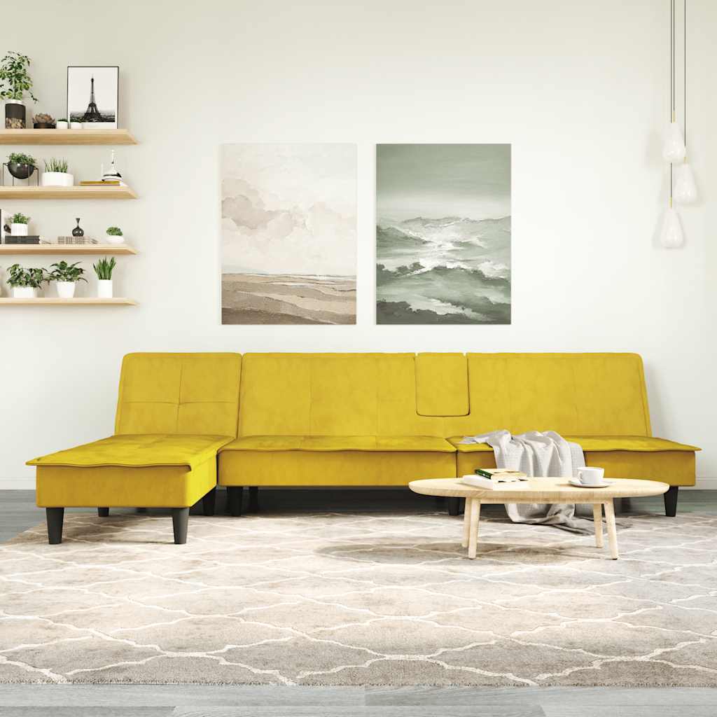 Canapea Extensibilă În Formă De L Gri 255X140X70 Cm Catifea