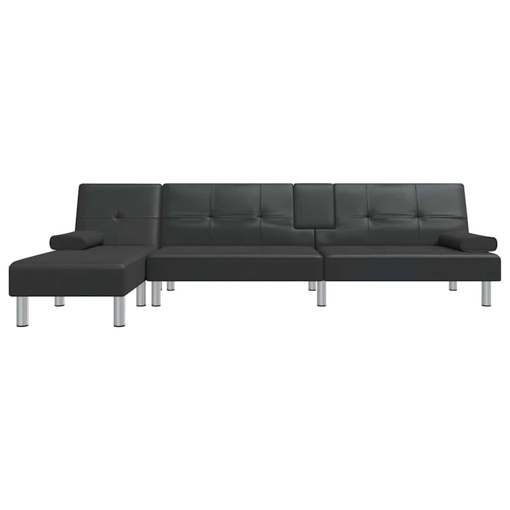 Canapea Extensibilă În Formă De L 255X140X70 Cm Piele Eco