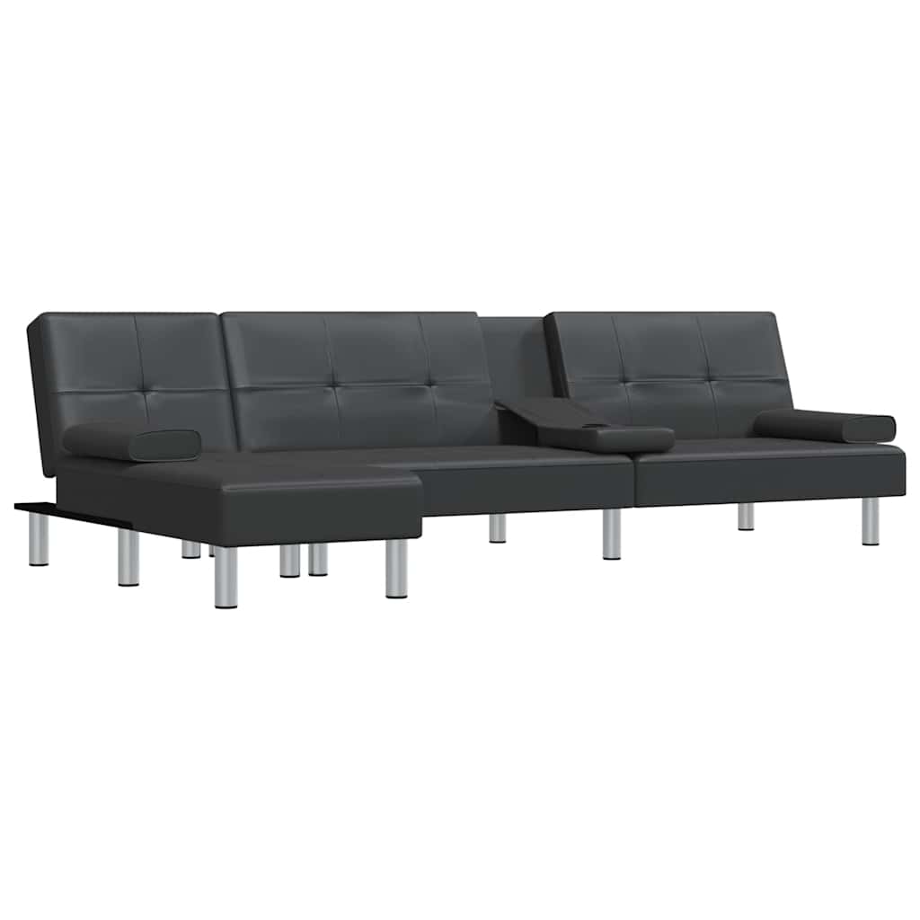 Canapea Extensibilă În Formă De L 255X140X70 Cm Piele Eco