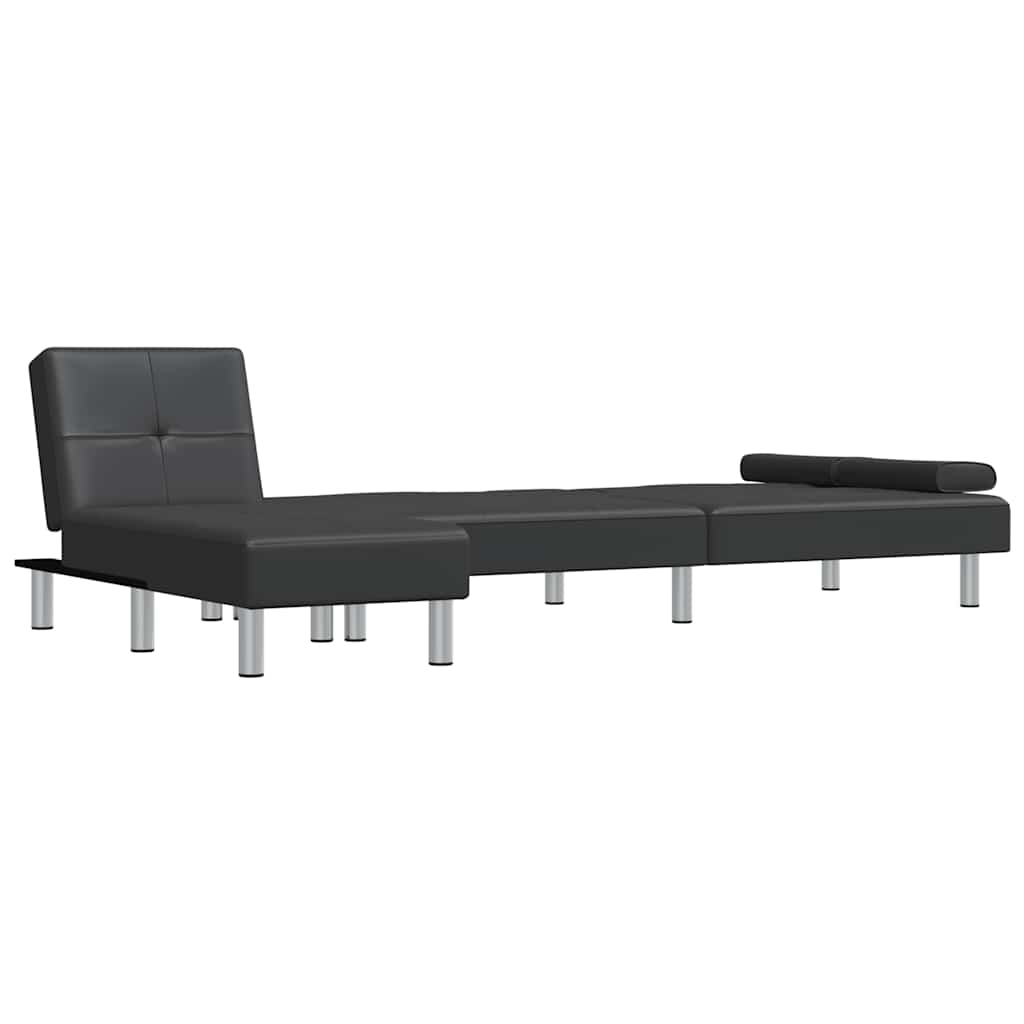 Canapea Extensibilă În Formă De L 255X140X70 Cm Piele Eco