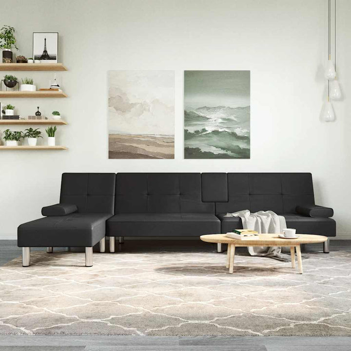 Canapea Extensibilă În Formă De L 255X140X70 Cm Piele Eco