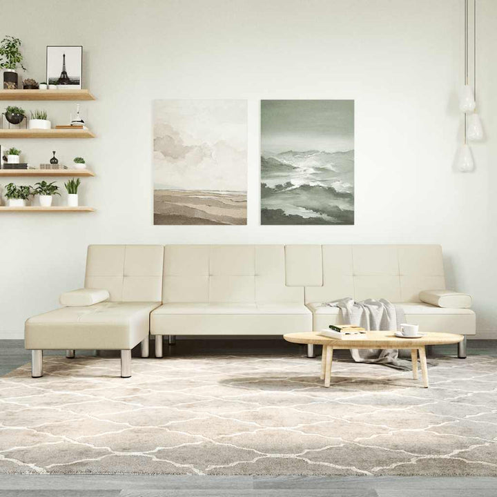Canapea Extensibilă În Formă De L 255X140X70 Cm Piele Eco