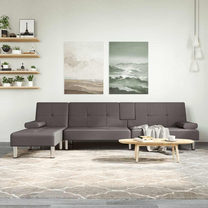 Canapea Extensibilă În Formă De L 255X140X70 Cm Piele Eco