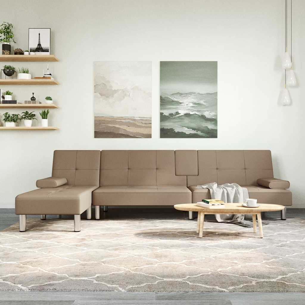 Canapea Extensibilă În Formă De L 255X140X70 Cm Piele Eco