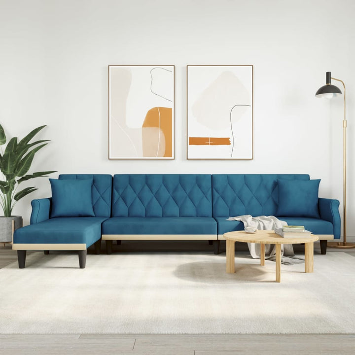Canapea Extensibilă În Formă De L Gri 271X140X70 Cm Catifea