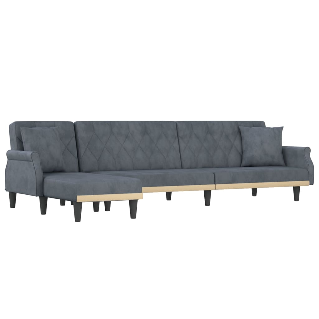 Canapea Extensibilă În Formă De L Gri 271X140X70 Cm Catifea