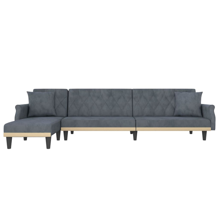 Canapea Extensibilă În Formă De L Gri 271X140X70 Cm Catifea