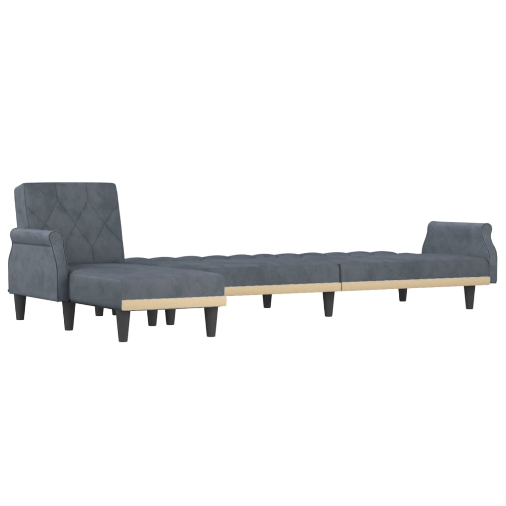 Canapea Extensibilă În Formă De L Gri 271X140X70 Cm Catifea