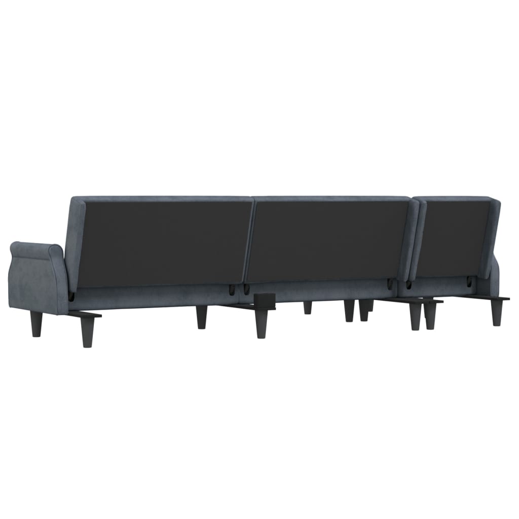 Canapea Extensibilă În Formă De L Gri 271X140X70 Cm Catifea