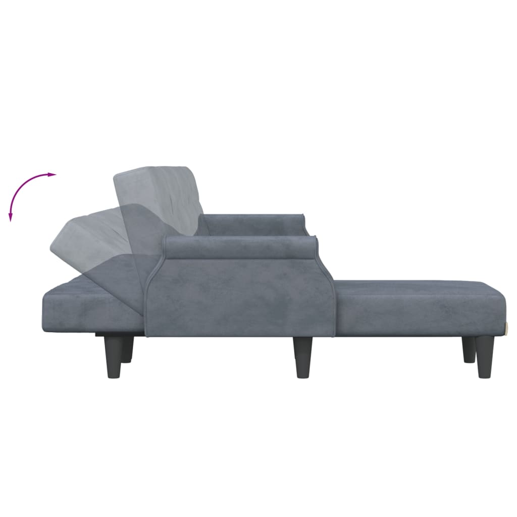 Canapea Extensibilă În Formă De L Gri 271X140X70 Cm Catifea