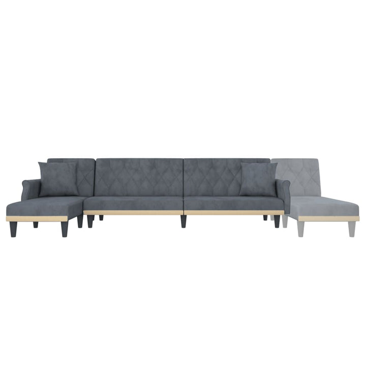 Canapea Extensibilă În Formă De L Gri 271X140X70 Cm Catifea