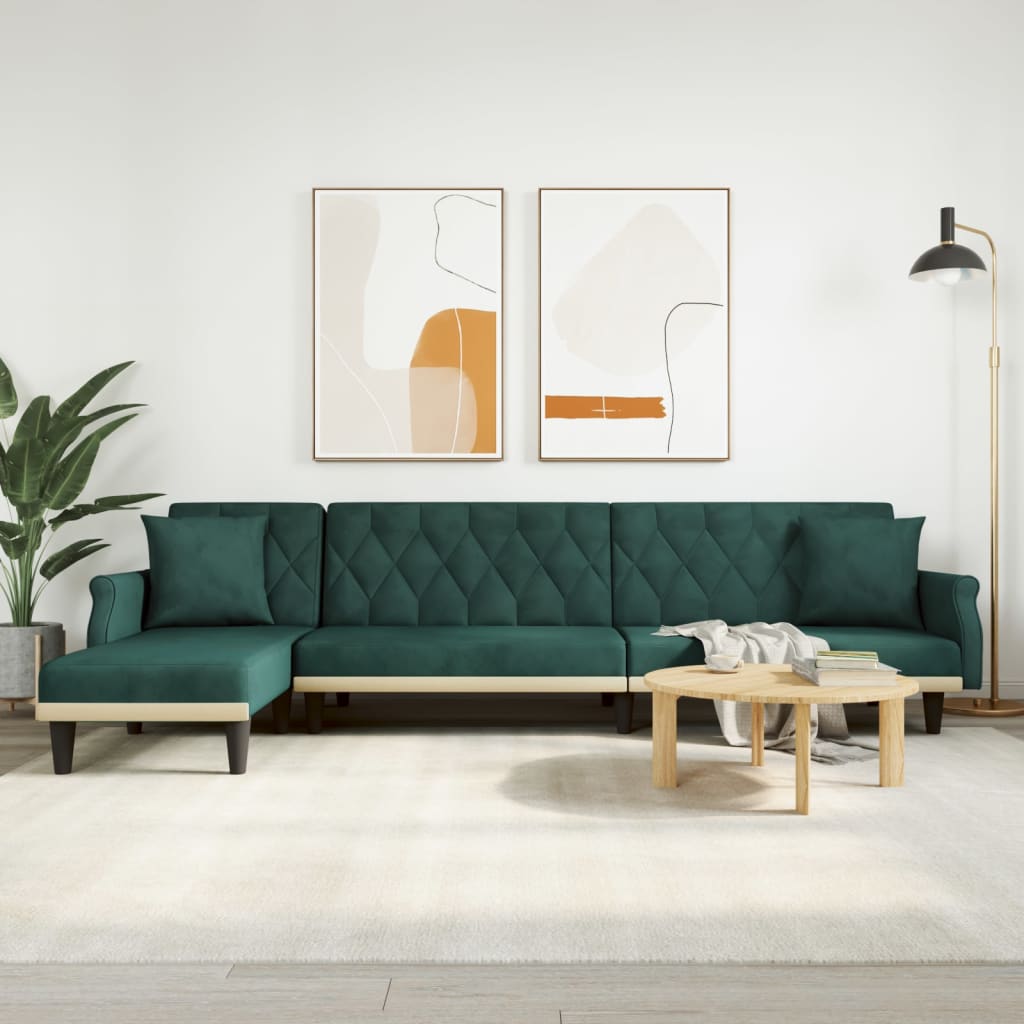 Canapea Extensibilă În Formă De L Gri 271X140X70 Cm Catifea