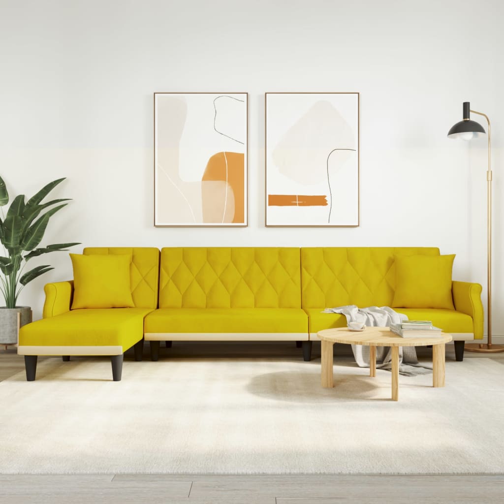 Canapea Extensibilă În Formă De L Gri 271X140X70 Cm Catifea