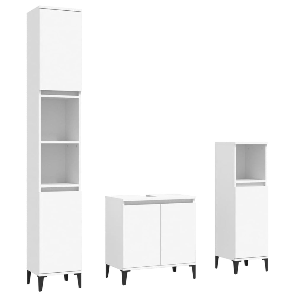 Set Mobilier De Baie, 3 Piese, , Lemn Compozit