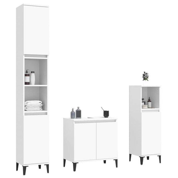 Set Mobilier De Baie, 3 Piese, , Lemn Compozit