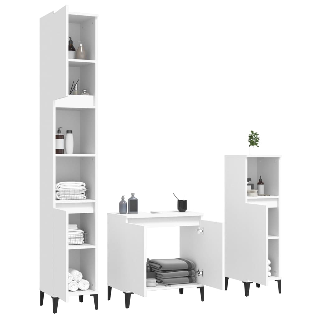 Set Mobilier De Baie, 3 Piese, , Lemn Compozit