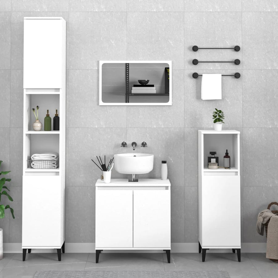 Set Mobilier De Baie, 3 Piese, , Lemn Compozit