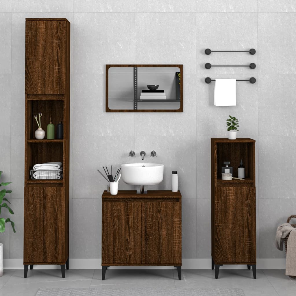 Set Mobilier De Baie, 3 Piese, , Lemn Compozit