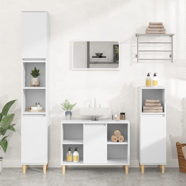 Set Mobilier De Baie, 3 Piese, Gri Sonoma, Lemn Prelucrat