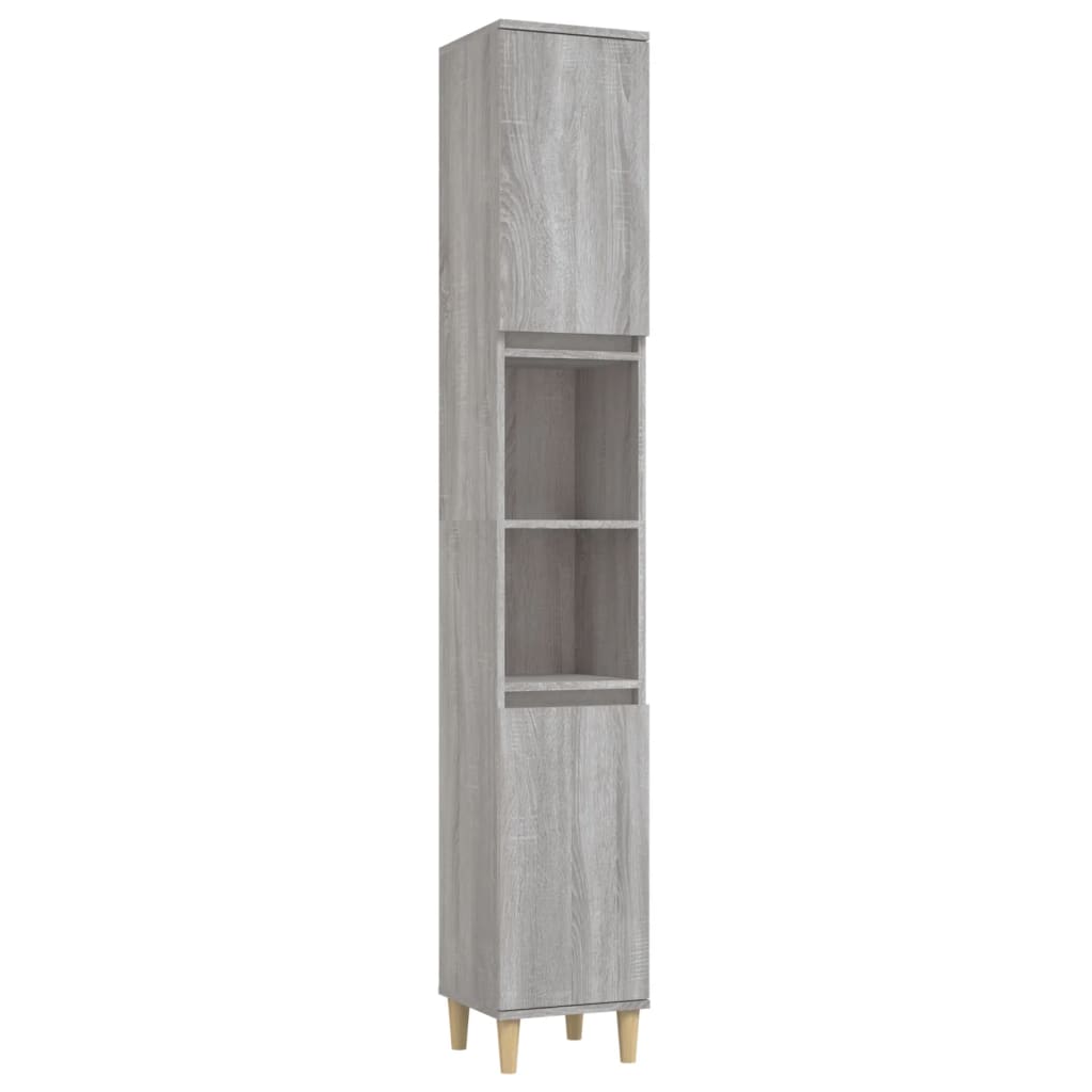 Set Mobilier De Baie, 3 Piese, Gri Sonoma, Lemn Prelucrat