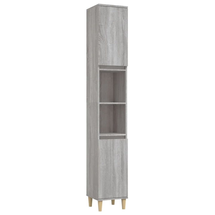 Set Mobilier De Baie, 3 Piese, Gri Sonoma, Lemn Prelucrat