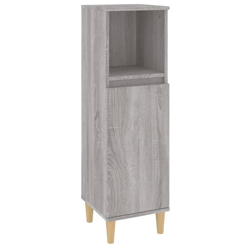Set Mobilier De Baie, 3 Piese, Gri Sonoma, Lemn Prelucrat