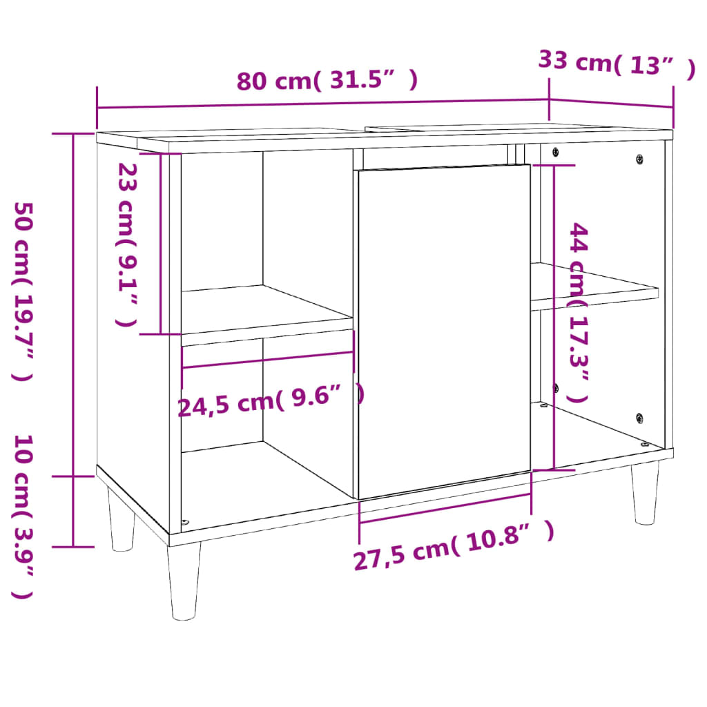 Set Mobilier De Baie, 3 Piese, Gri Sonoma, Lemn Prelucrat