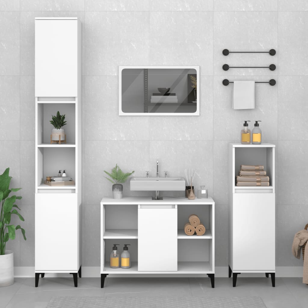 Set Mobilier De Baie, 3 Piese, , Lemn Compozit