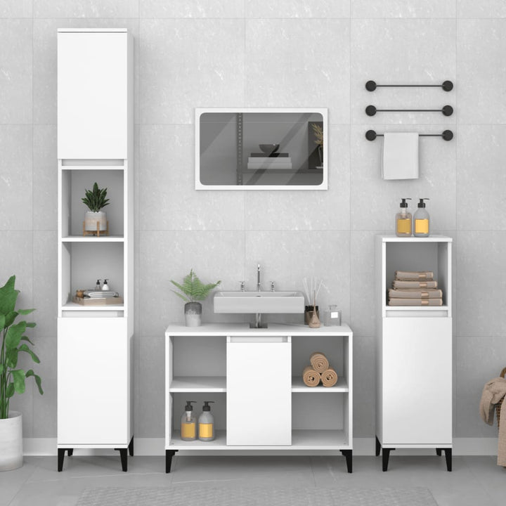 Set Mobilier De Baie, 3 Piese, , Lemn Compozit
