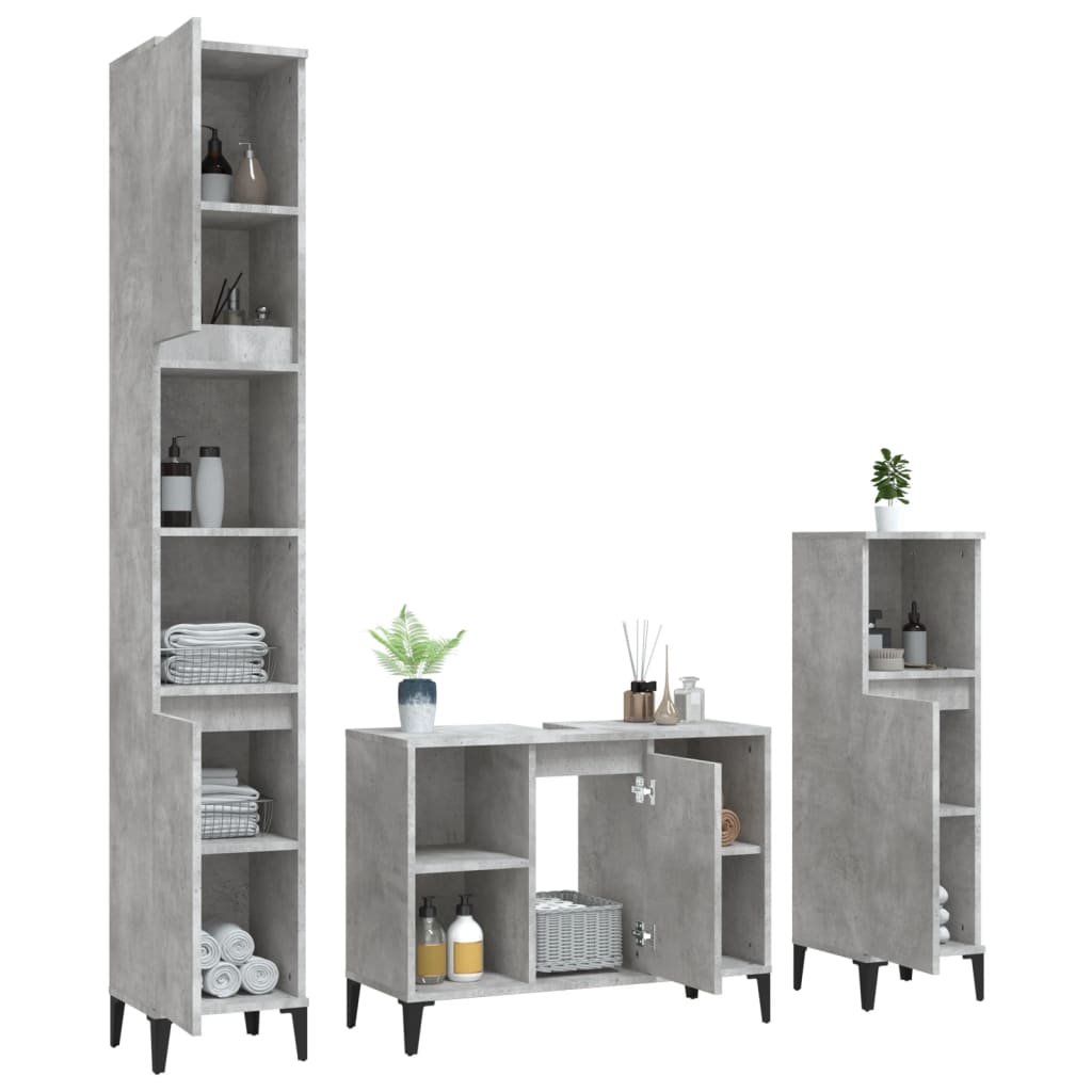 Set Mobilier De Baie, 3 Piese, , Lemn Compozit