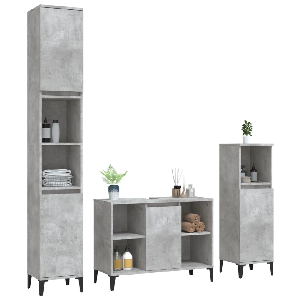 Set Mobilier De Baie, 3 Piese, , Lemn Compozit