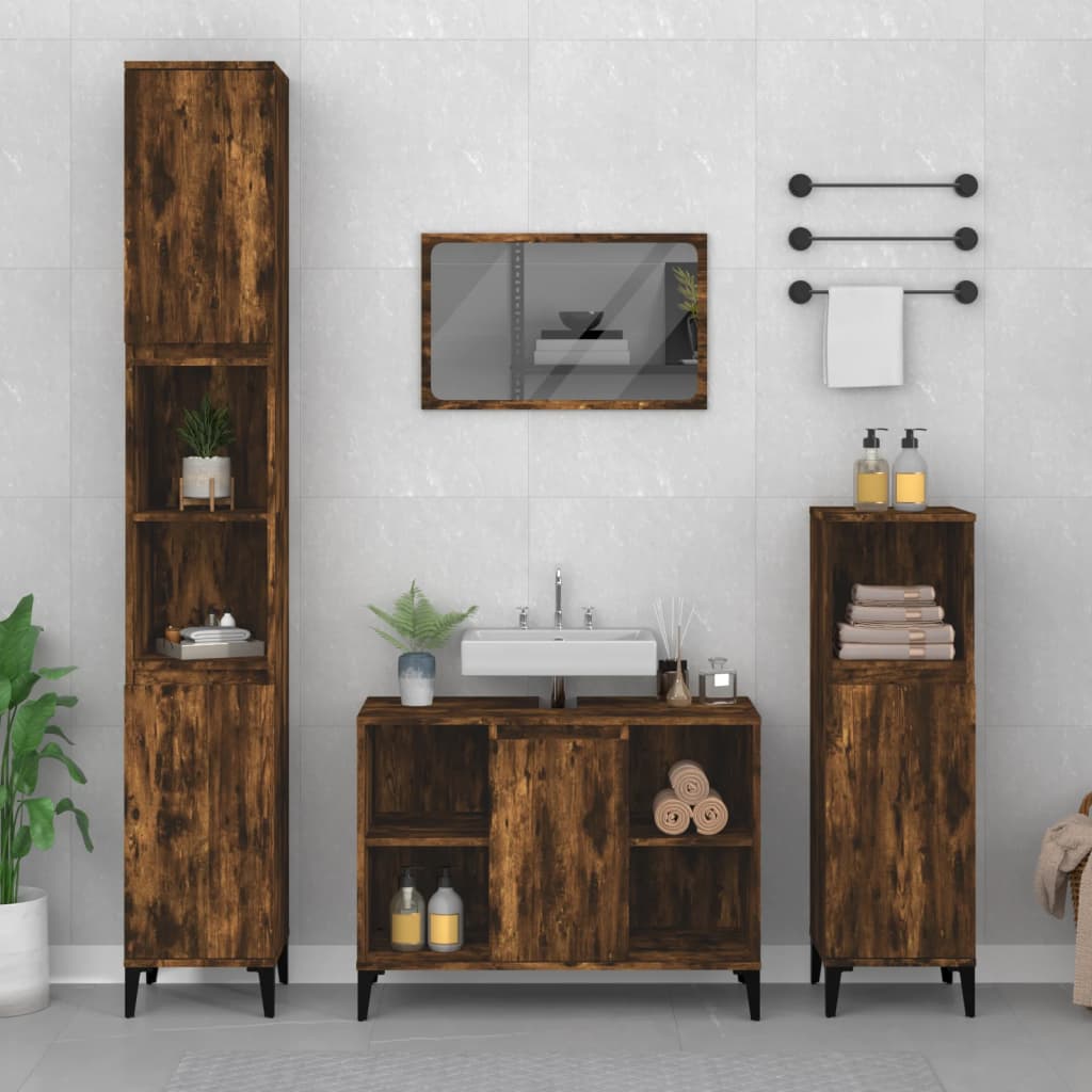 Set Mobilier De Baie, 3 Piese, , Lemn Compozit