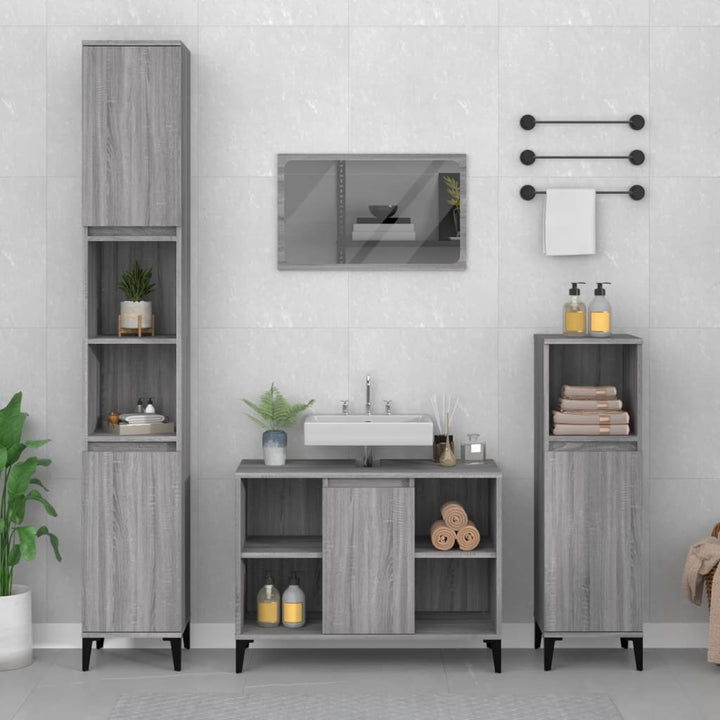 Set Mobilier De Baie, 3 Piese, , Lemn Compozit