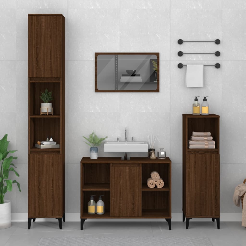 Set Mobilier De Baie, 3 Piese, , Lemn Compozit