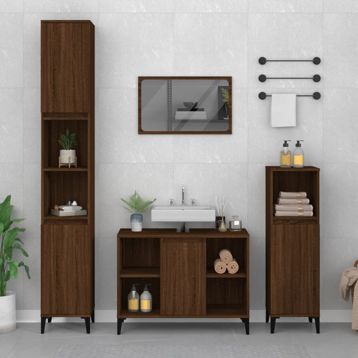 Set Mobilier De Baie, 3 Piese, , Lemn Compozit