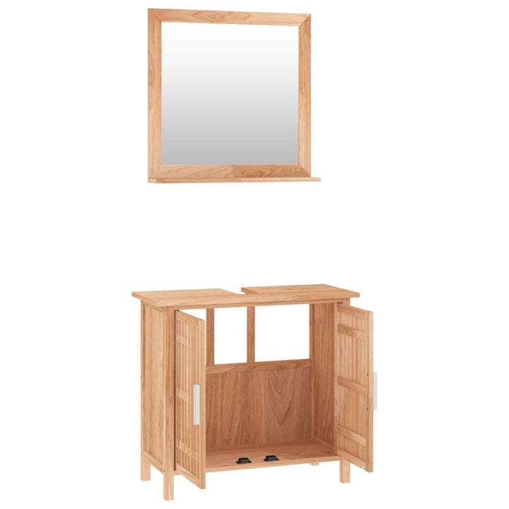 Set Mobilier De Baie, 2 Piese, Lemn Masiv De Nuc