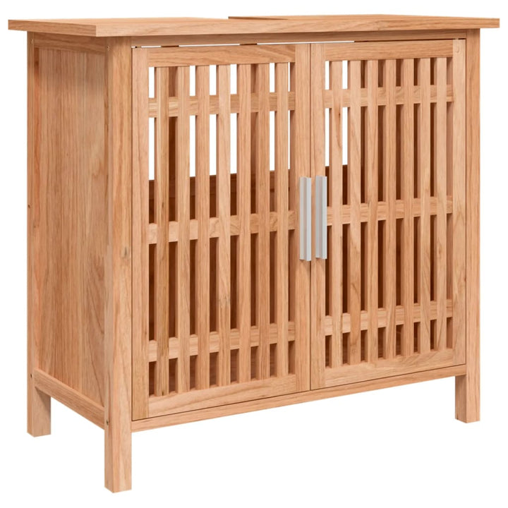 Set Mobilier De Baie, 2 Piese, Lemn Masiv De Nuc