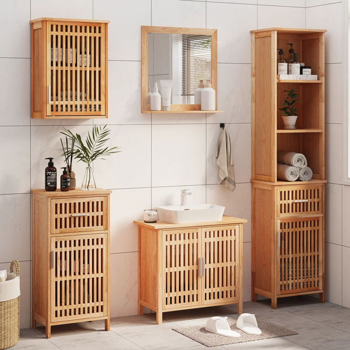 Set Mobilier De Baie, 2 Piese, Lemn Masiv De Nuc