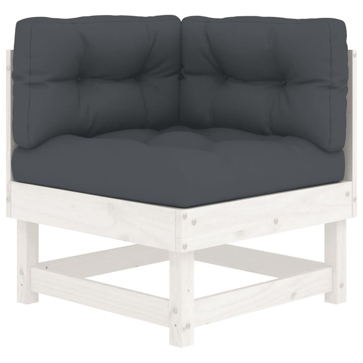 Set Mobilier De Grădină Cu Perne, 5 Piese, Alb, Lemn Masiv