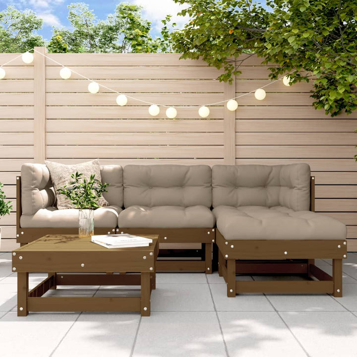 Set Mobilier De Grădină Cu Perne, 5 Piese, Alb, Lemn Masiv