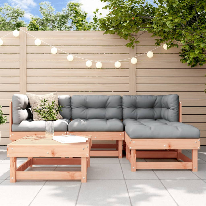 Set Mobilier De Grădină Cu Perne, 5 Piese, Alb, Lemn Masiv